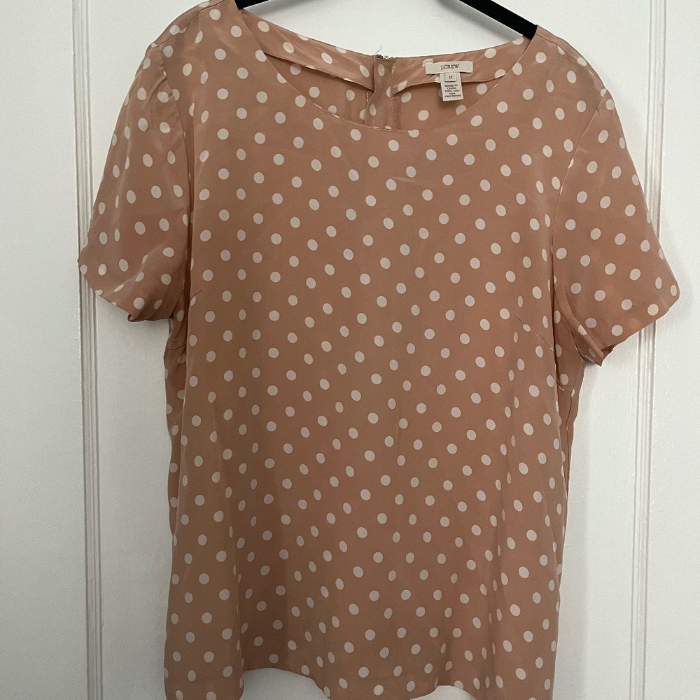 J Crew Polka Dot Silk Tee Blouse